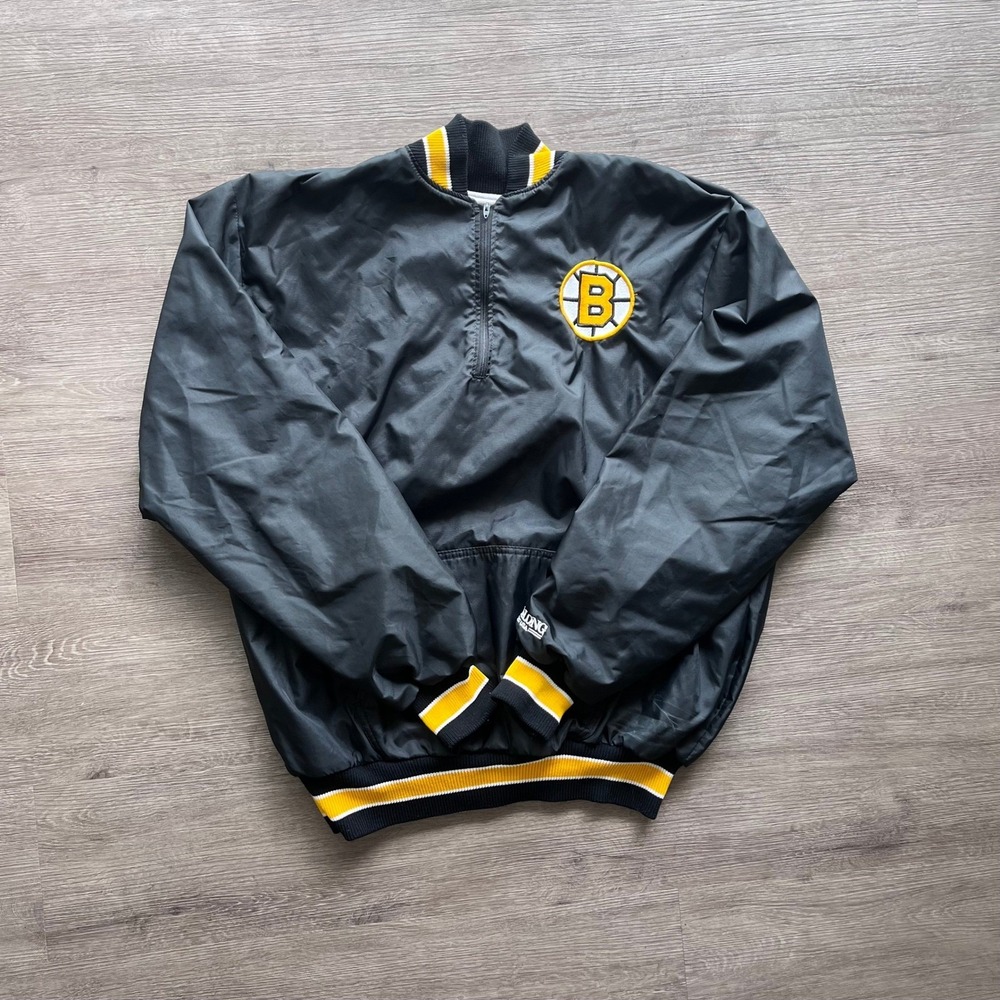 DeLONG Vintage Sportswear Boston Bruins Hockey Jacket Mens Quarter Zip Sz XL